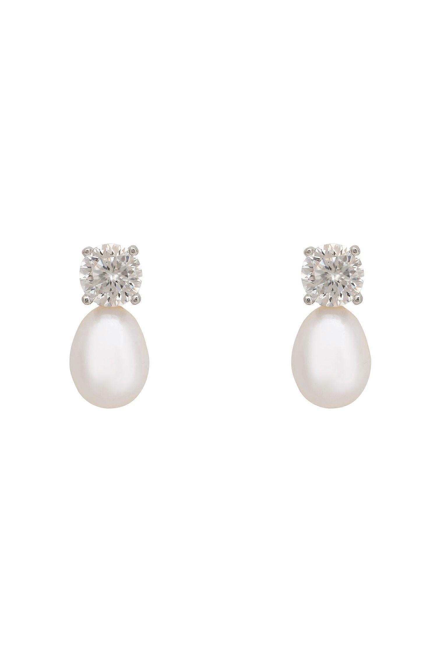 Classic Pearl Moissanite Earrings Silver
