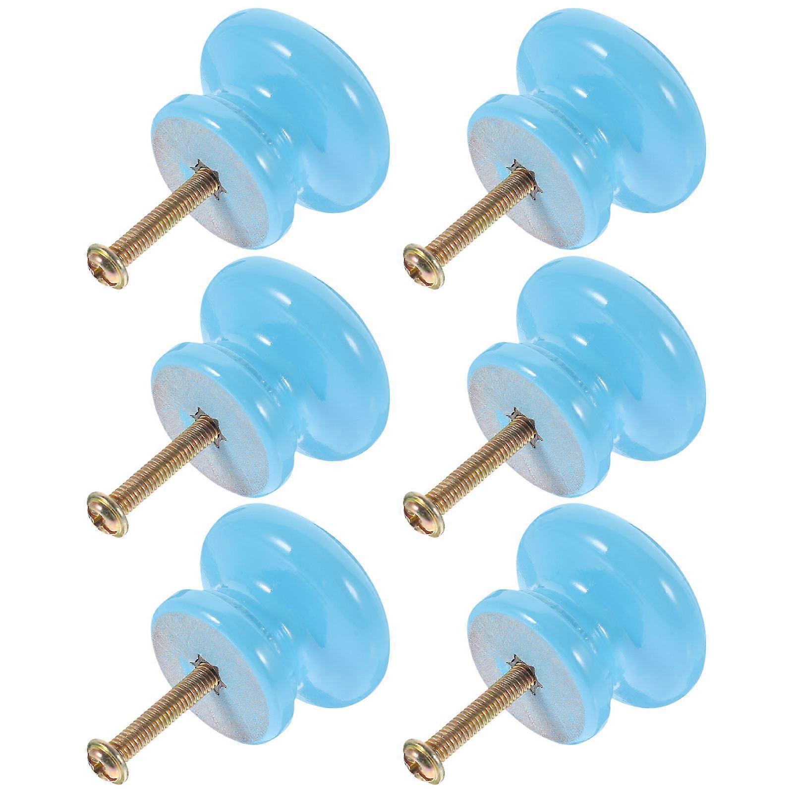 Furniture Knobs Pull Handle For Childroom Decoration Sky-blue Round Easy Grip 12Pcs