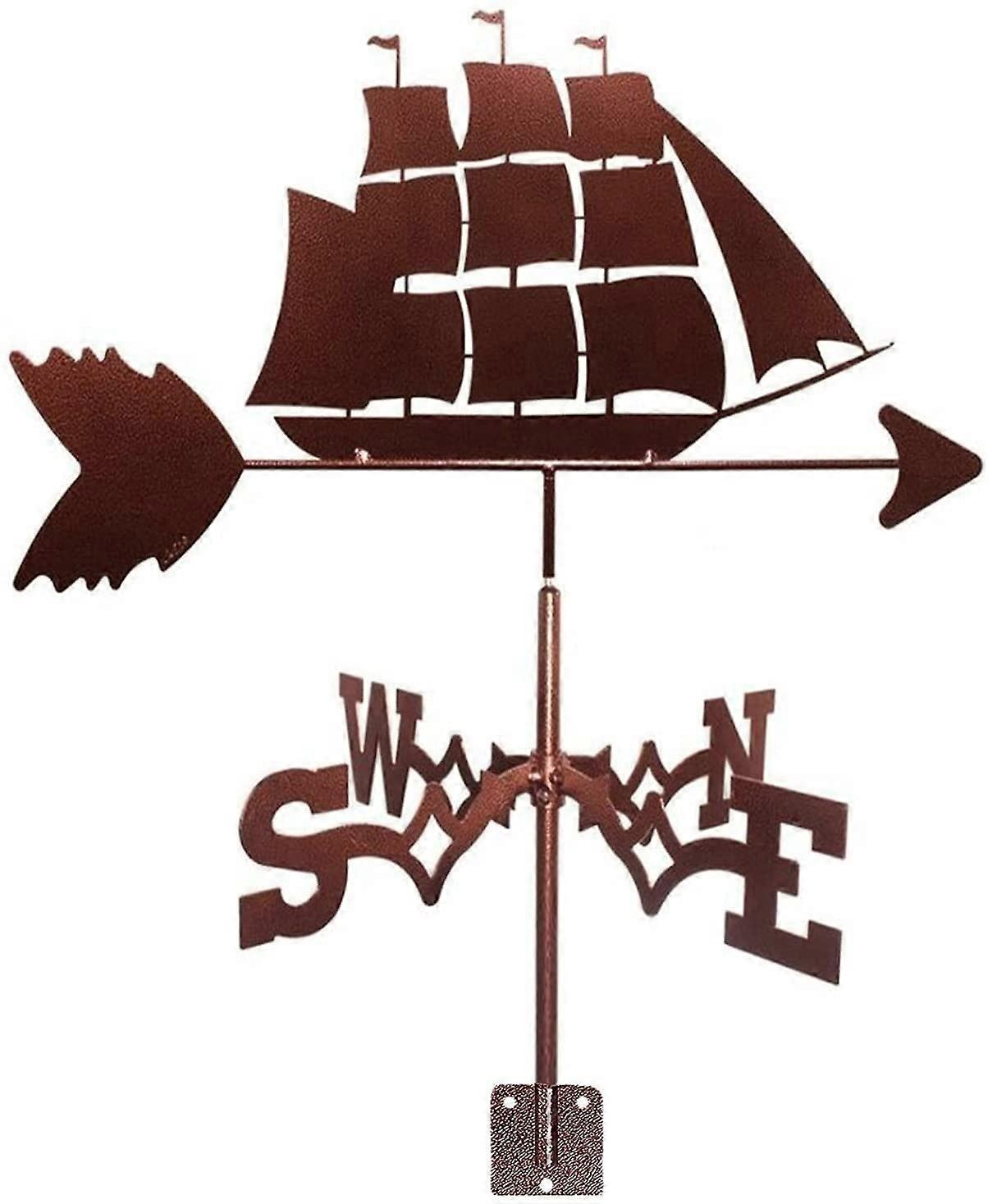 Cast Iron Sailboat Weather Vane Rustproof Outdoor Wind Direction Indicator for Garden Yard