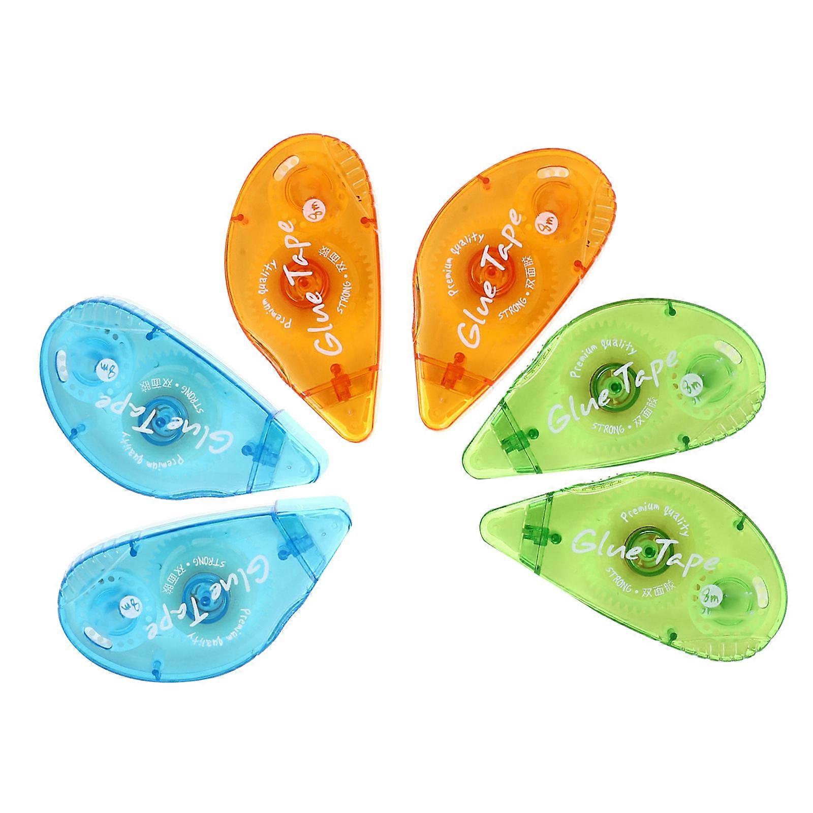 Glue Tape Roller Double Sided Adhesive Sheets DIY Projects Mini Portable Roller Assorted Color 9X4.2cm 6Pcs