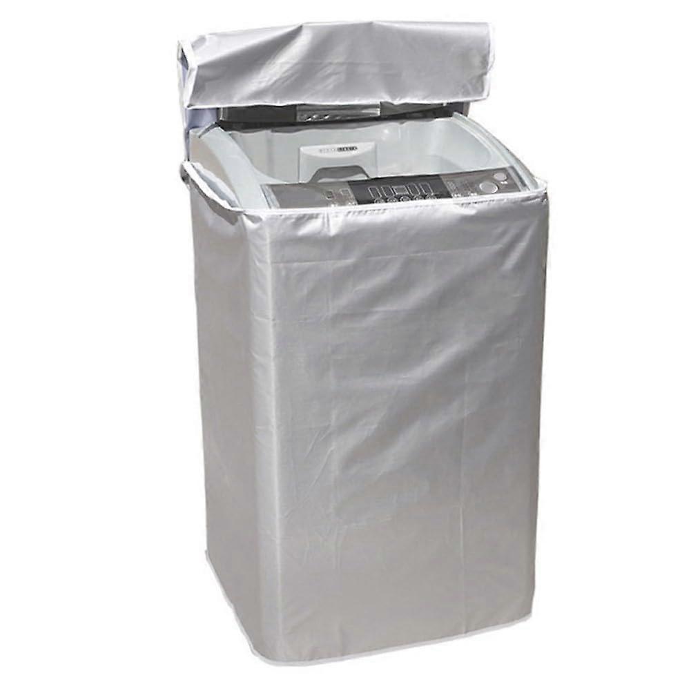 Washing Machine Cover Waterproof Dustproof Polyester Protector for Washer and Dryer XL Silver Gray