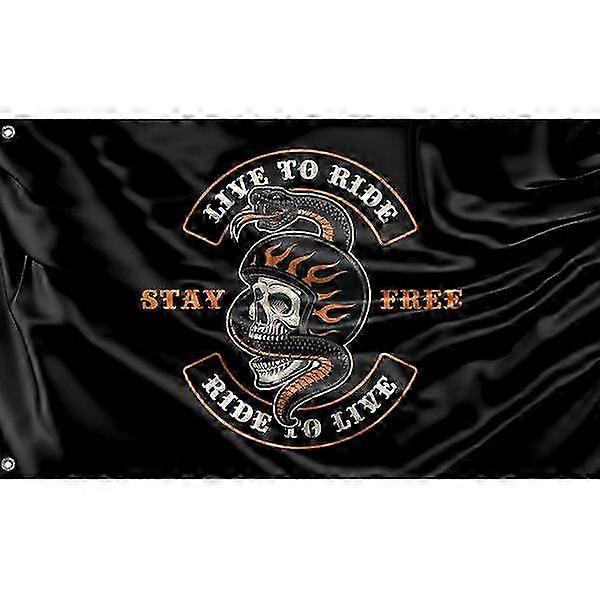 Ride To Live Biker Flag Iii Pattern 137