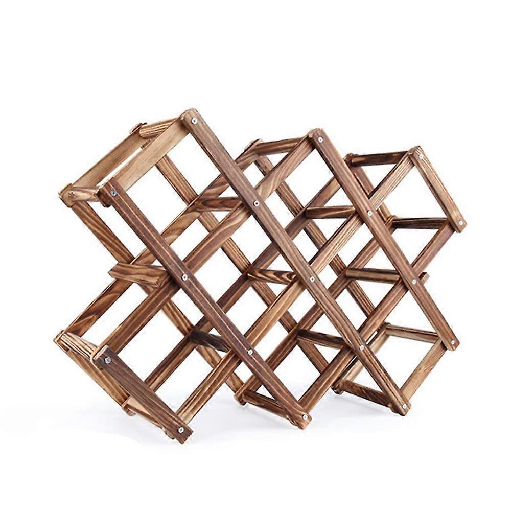 Foldable Wooden Wine Rack 10 Bottle Holder Solid Wood SpaceSaving for Home Bar Display