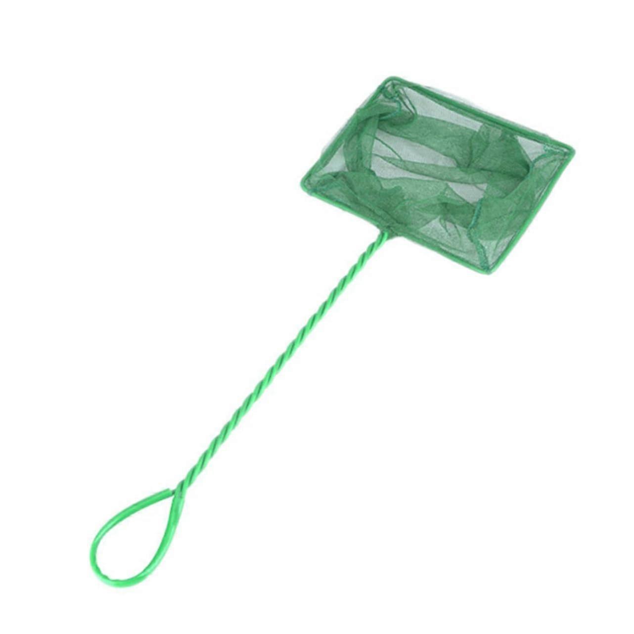 Aquarium Fish Net with Durable Long Handle Green Wire Mesh for Easy Fish Catching