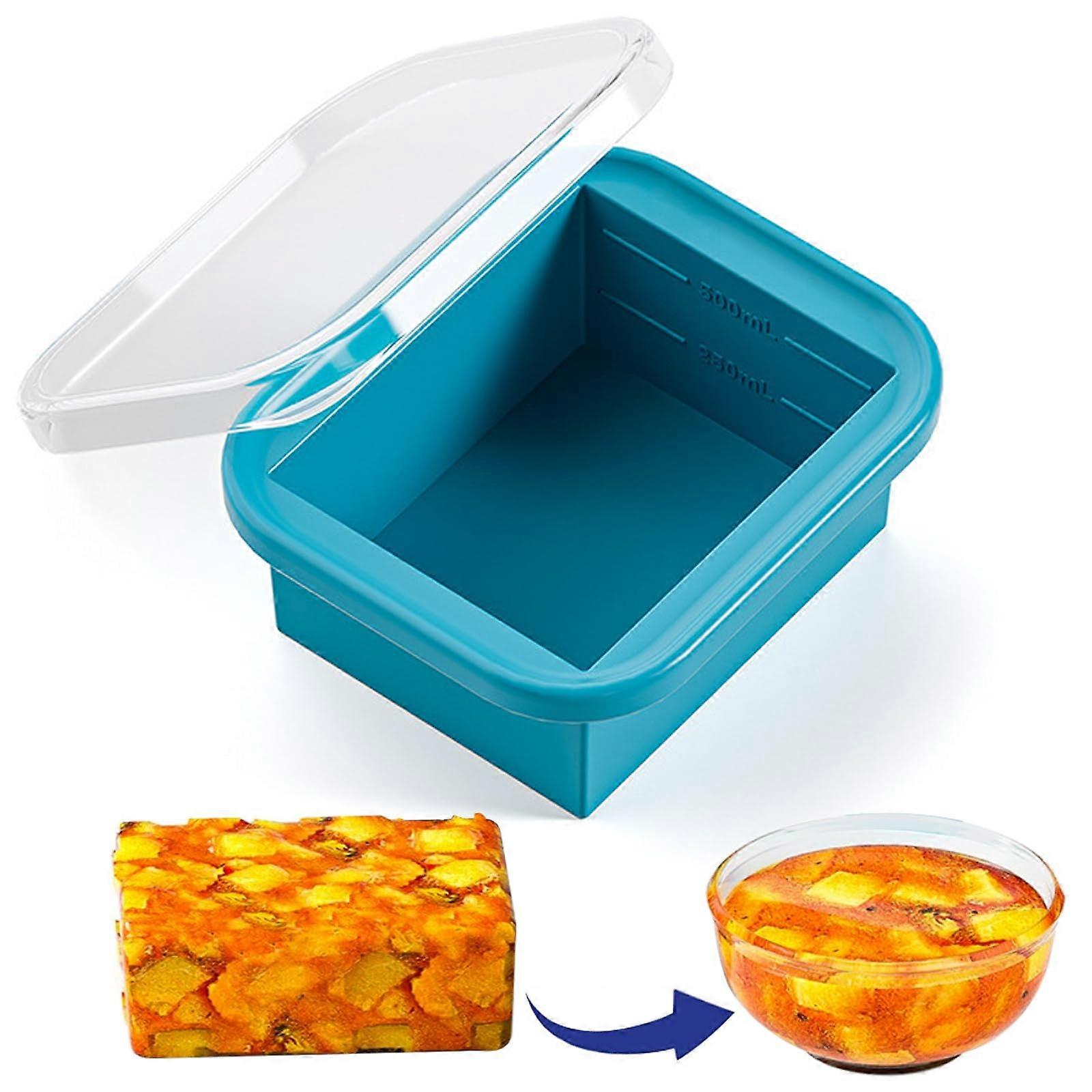 Silicone Freezer Tray with Lid for Soup and Sauce, Precise Portion Control, Stackable and Safe