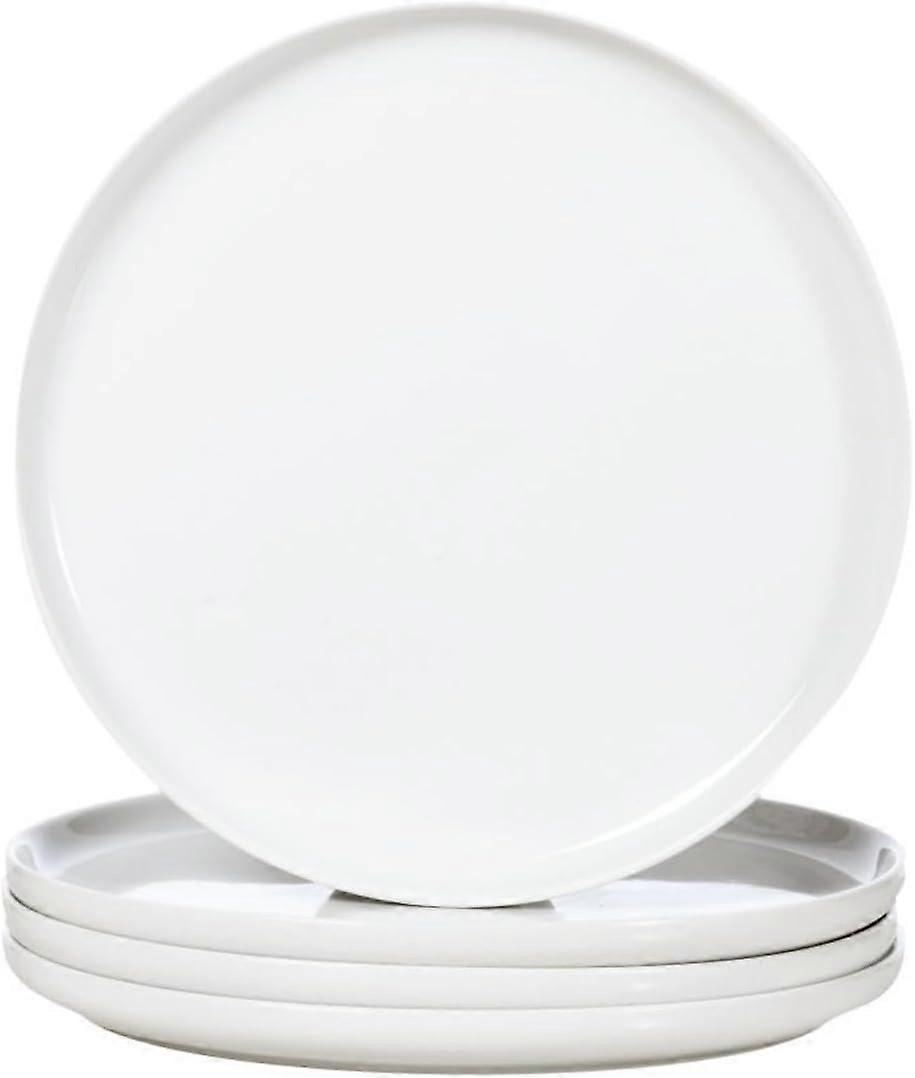 10 Inch White Ceramic Dinner Plate, Modern Minimalist Design, Durable Microwave Dishwasher Safe