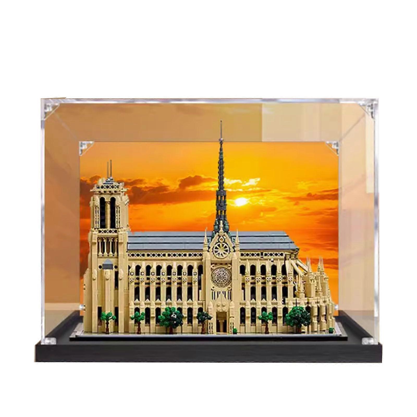 Acrylic Display Case for  21061 Notre Dame, Dustproof Clear Cover with Black Base