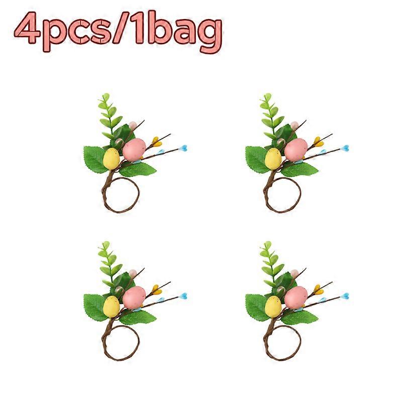 2026 Spring Easter Egg Simulation Leaf Napkin Ring Easter Table Decor Holiday Dining Decorative Napkin Holder Set for Party