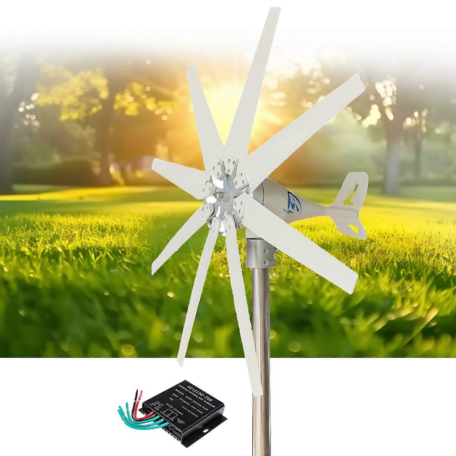 Wind Turbine Generator 14000W 8 Blade 24V with Controller for Off Grid Home Cabin Efficient Power