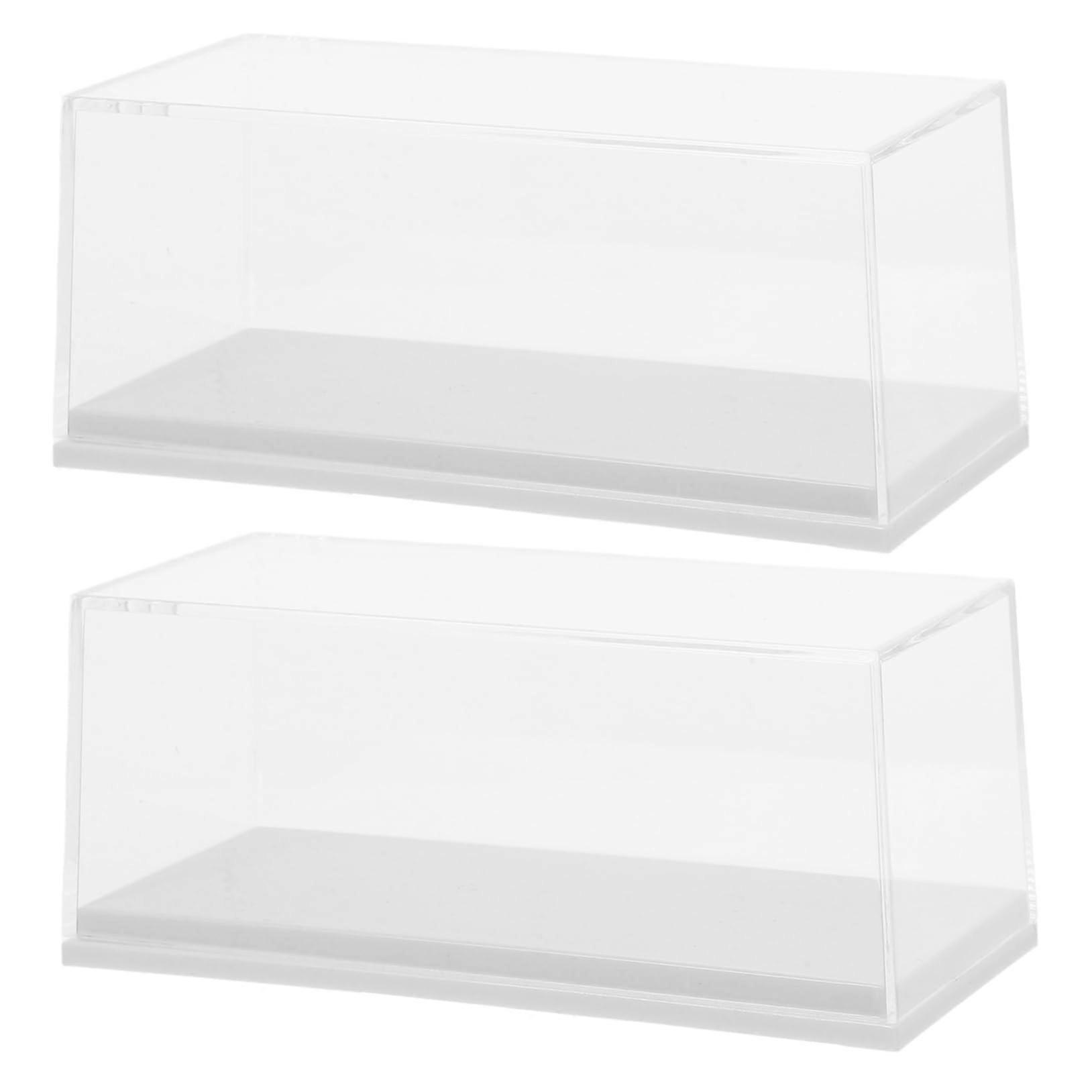 2pcs Clear Acrylic Display Case with Base for Model Cars, Dustproof Showcase Storage Box