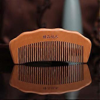 Natural Peach Wood Hair Comb with Handle for Smooth Detangling and Fine Hair Care
