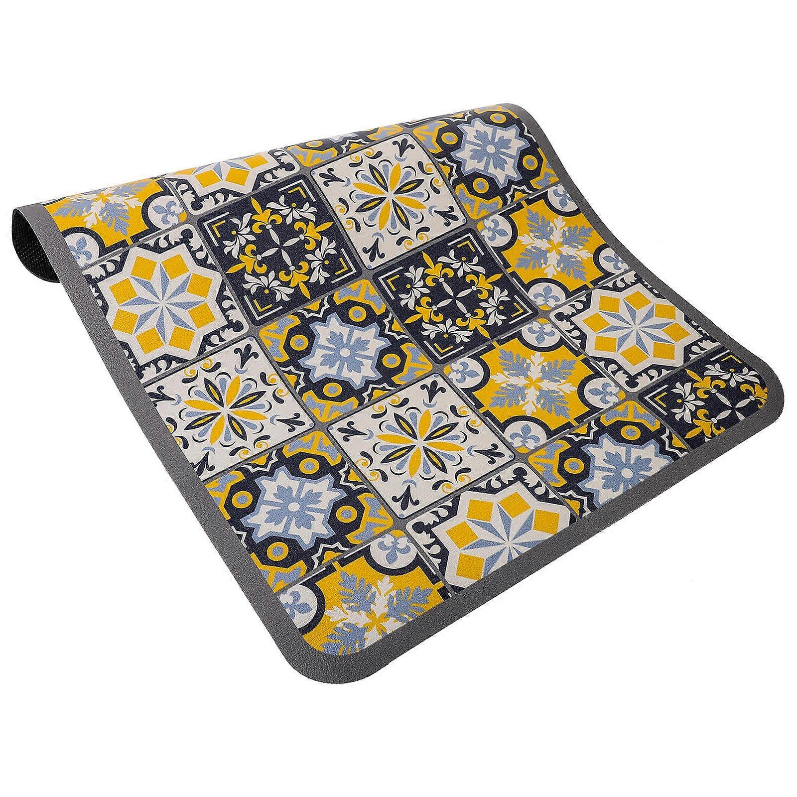 Rectangular Assorted Color Dish Drying Mat Bohemia Style Water Absorption Kitchenware 1Set