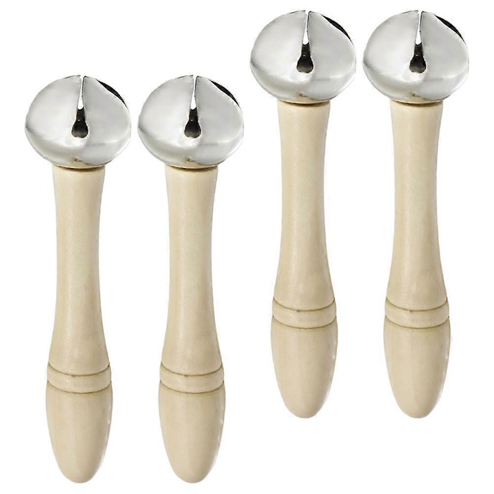4Pcs Musical Instrument Hand Bells Silver for Plaything
