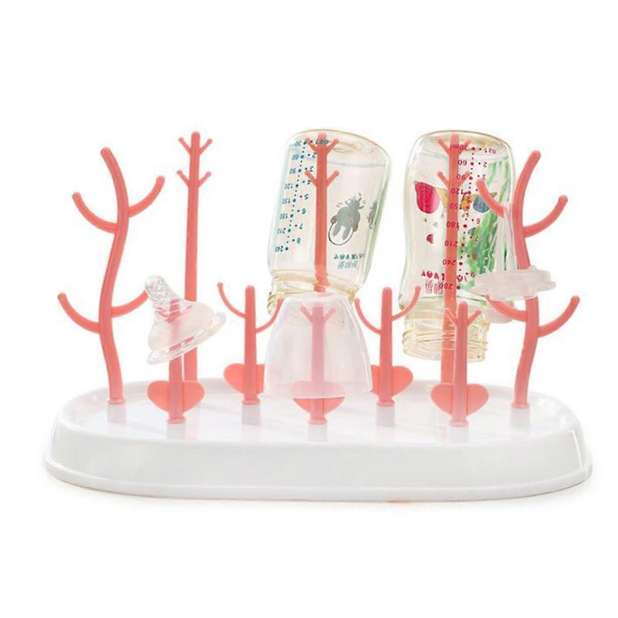 Baby Bottle Drying Rack with Removable Tray, Compact SpaceSaving Countertop Bottle Holder PP