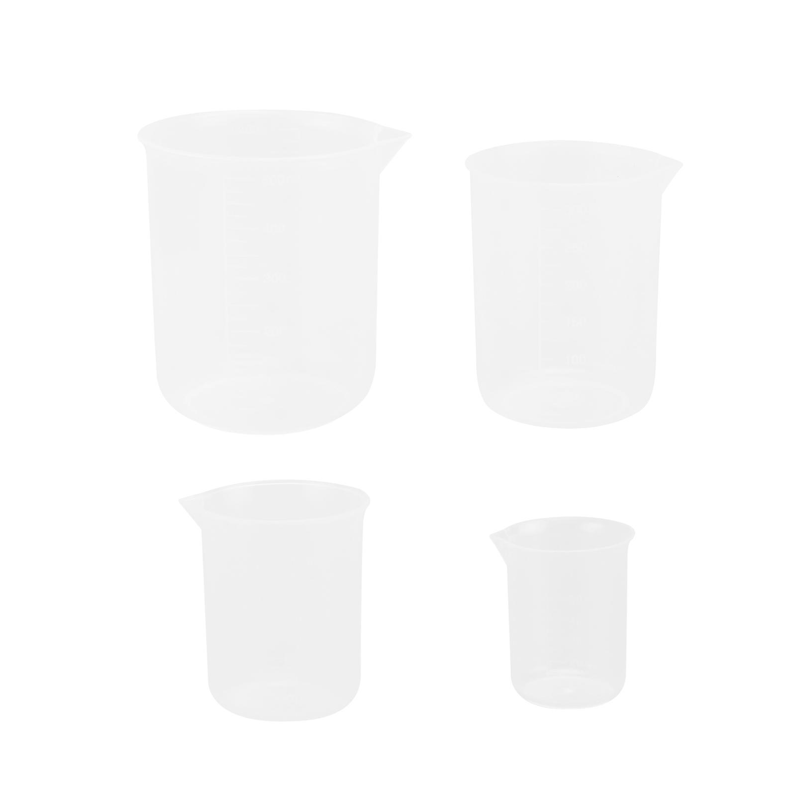 Measuring Beaker Plastic Graduated Cup for Laboratory Use 4Pcs Set