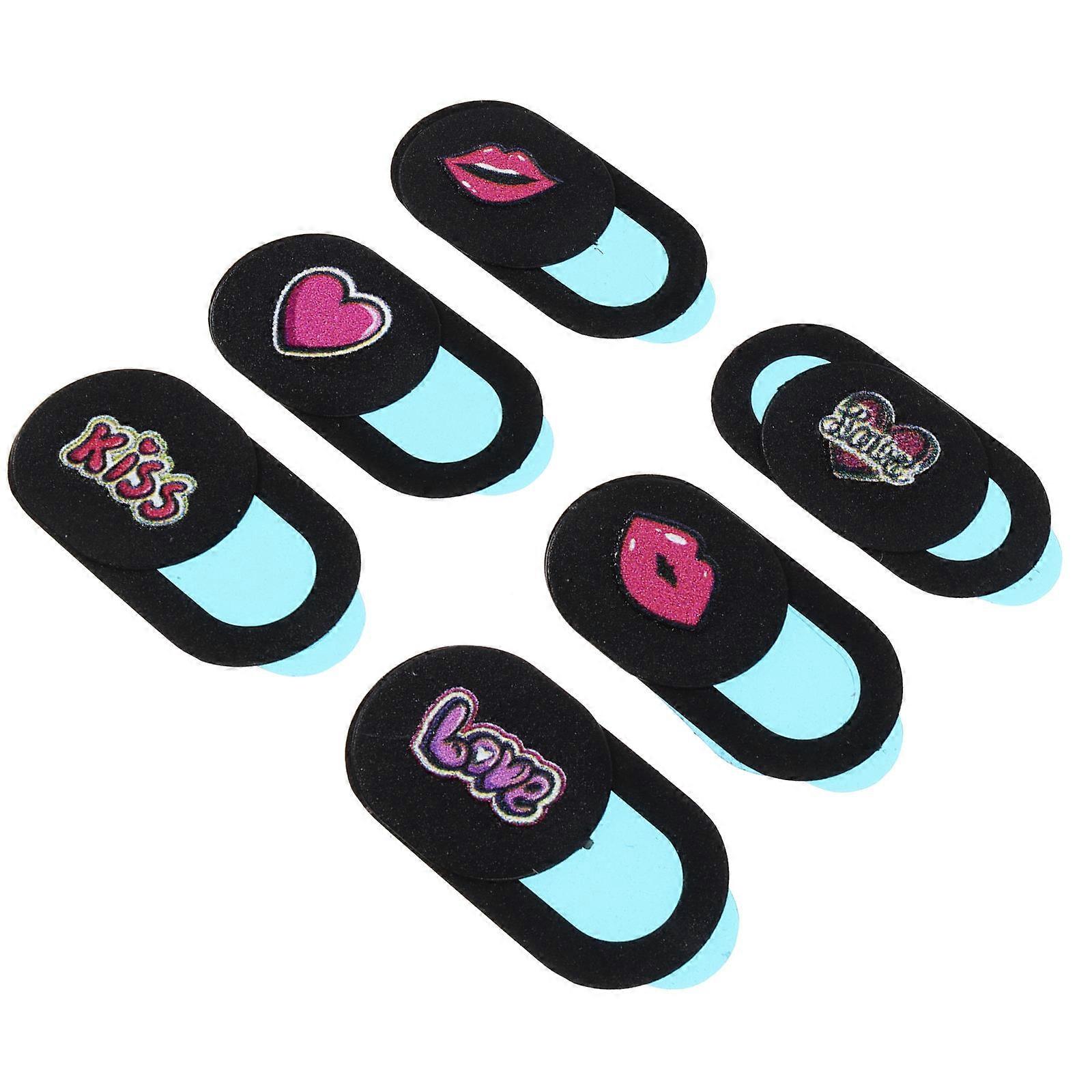 Privacy Protection Webcam Cover Slide 6Pcs Set with Heart Lip Pattern