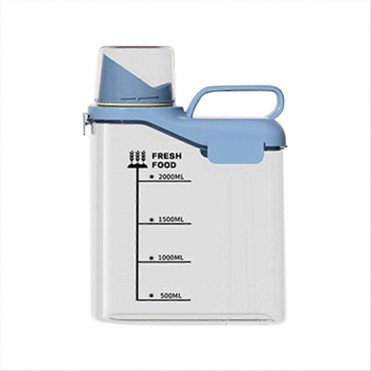 Blue Transparent Kitchen Grain Storage Container with Handle, 2300ml,