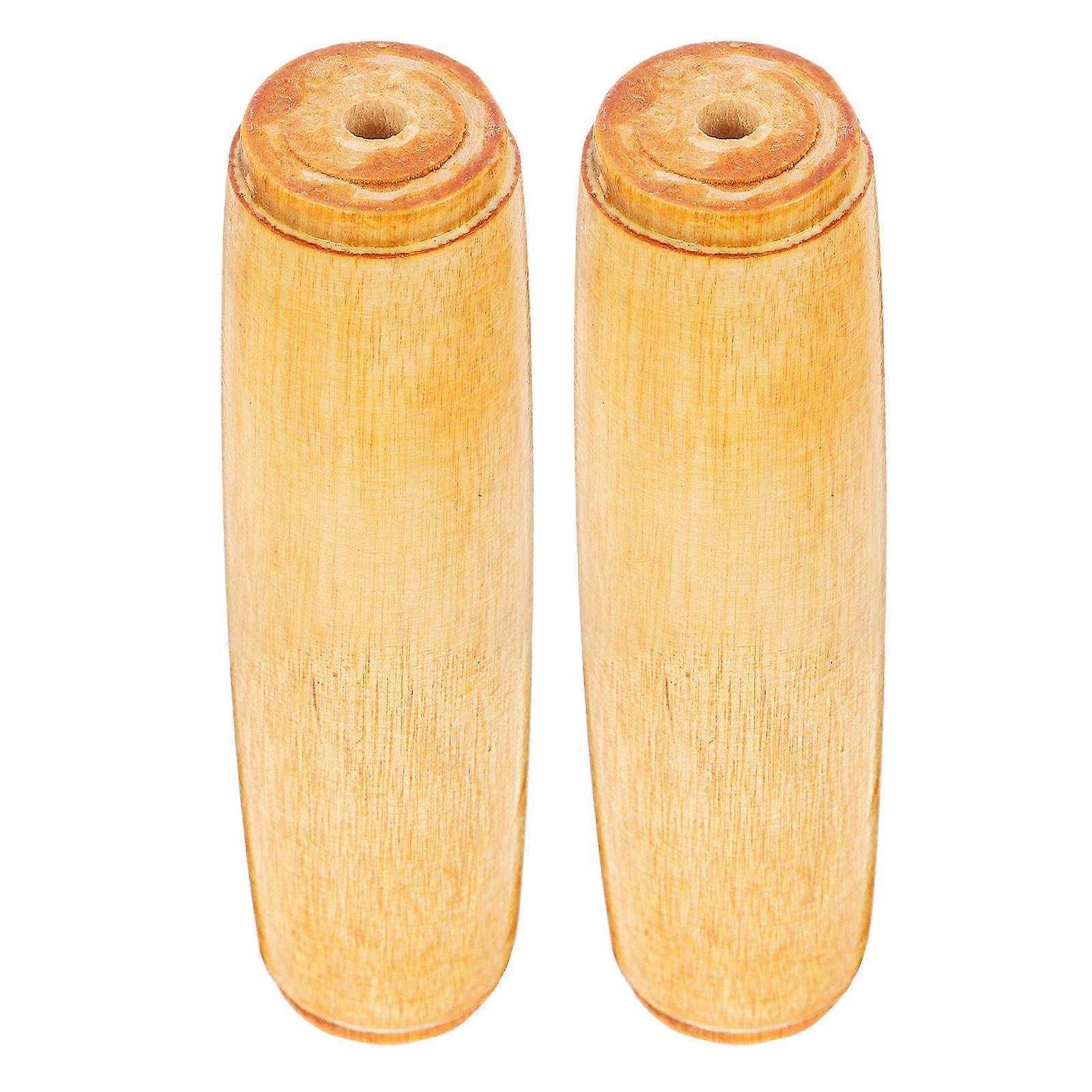 Yellow Wooden File Handle for Replacement Use 2Pcs Multipurpose Grip
