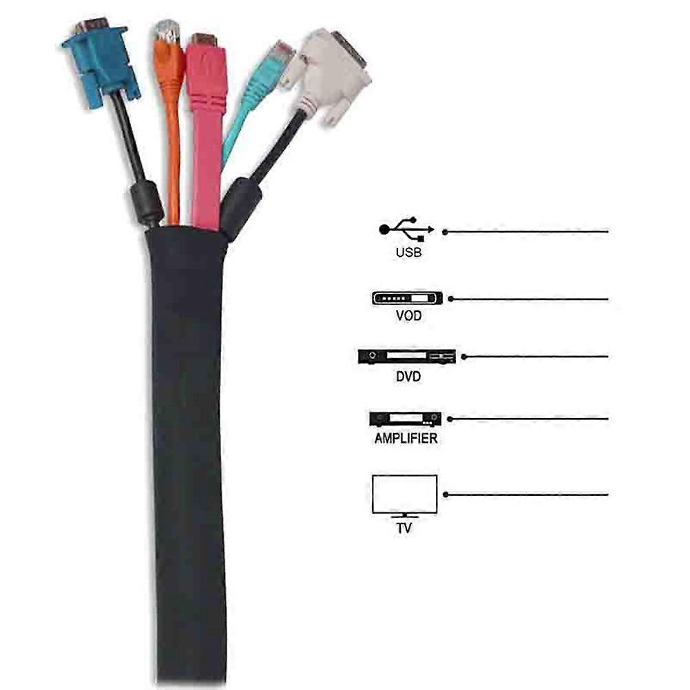 Wire Organizer Sleeve Cable Protector for Organizing 2Pcs Black Neoprene