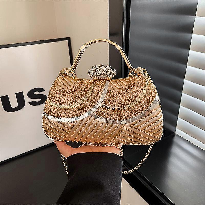 Exquisite Sequined Tote, Unique Chain Crossbody Evening Bag