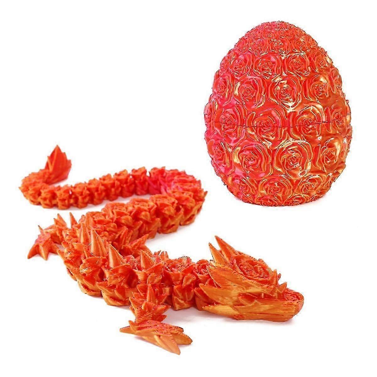 3D Printed Dragon Egg with Articulated Dragon Inside, Easter Decoration (Type D)