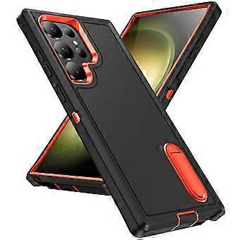 Case for Samsung Galaxy S25 Ultra, Military Grade Shockproof Full Body Cover with Built‑in Kickstand, Orange