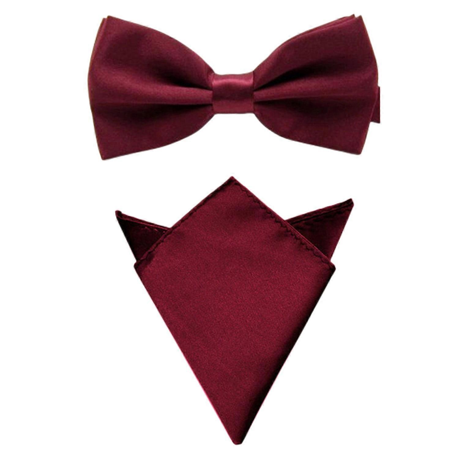 Szzoqdz Men Satin Solid Bowtie Handkerchief Pocket Square Set