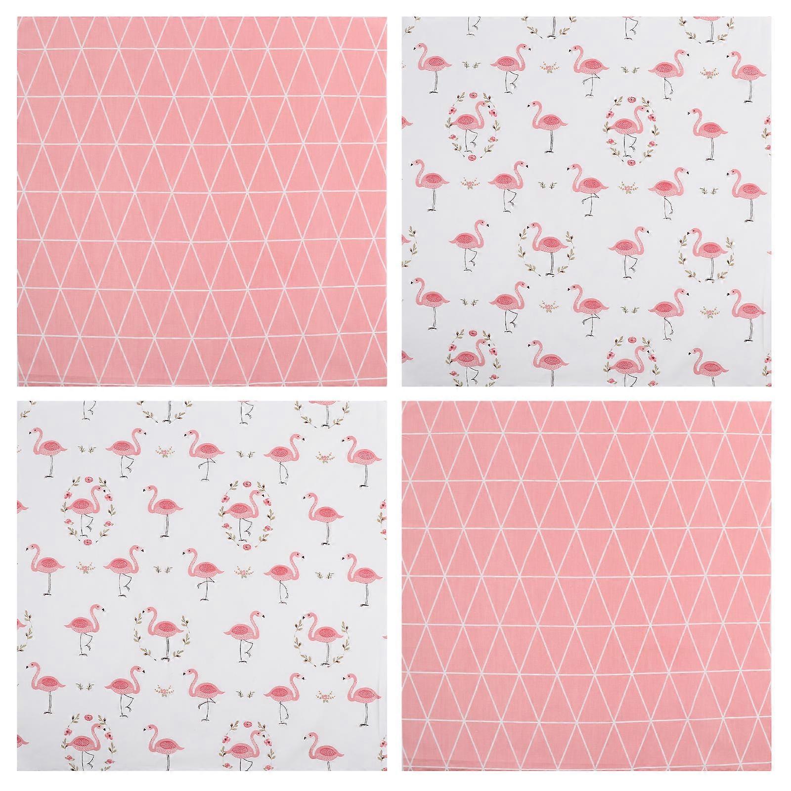 Pattern Printing Fabric Patchwork Cloth Pink 50x50cm Craft Projects Cotton 4Pcs