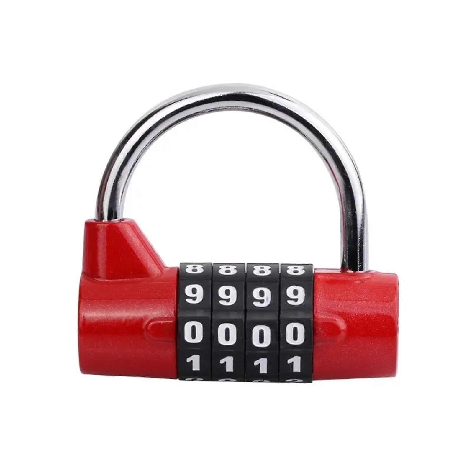 Heavy Duty 4Digit Combination Padlock for Lockers and Cabinets, Resettable Code Design, Red