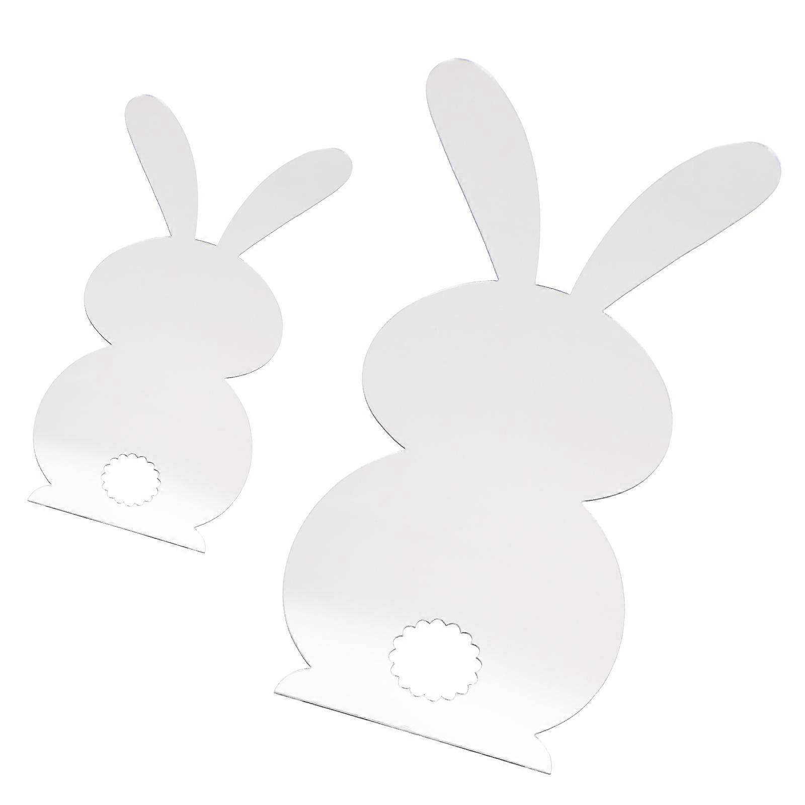 2pcs Mirror Easter Decals Window Stickers Bunny Pattern Design Wall Stickers