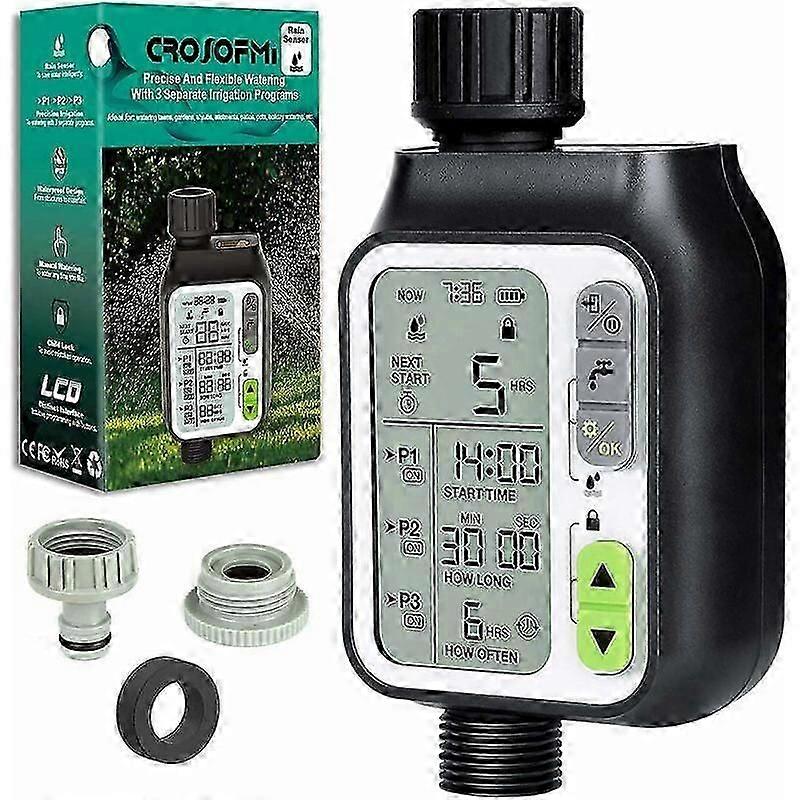 Automatic watering timer Garden watering timer Manual control Rain sensor with water test and 3 separate watering programs