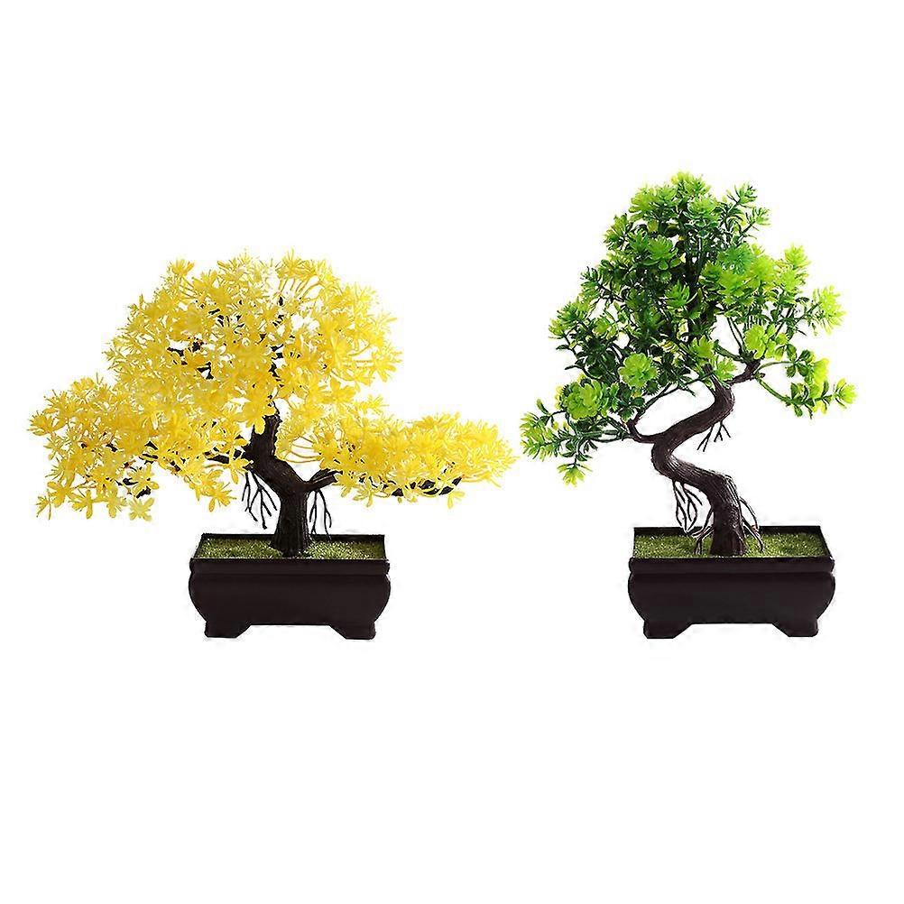 Simulation Bonsai Artificial Plant for Decor 2Pcs Mixed Color Plastic