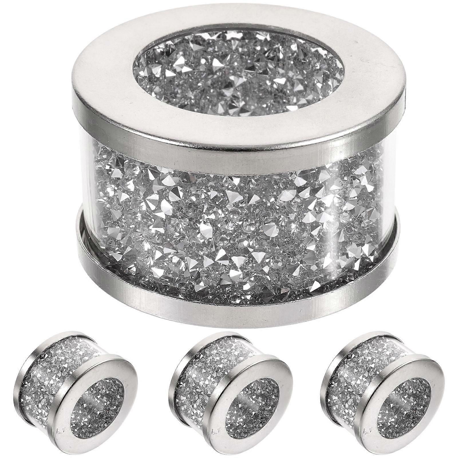 Decorative Crystal Napkin Holder Splints for Table 16Pcs Silver Rings