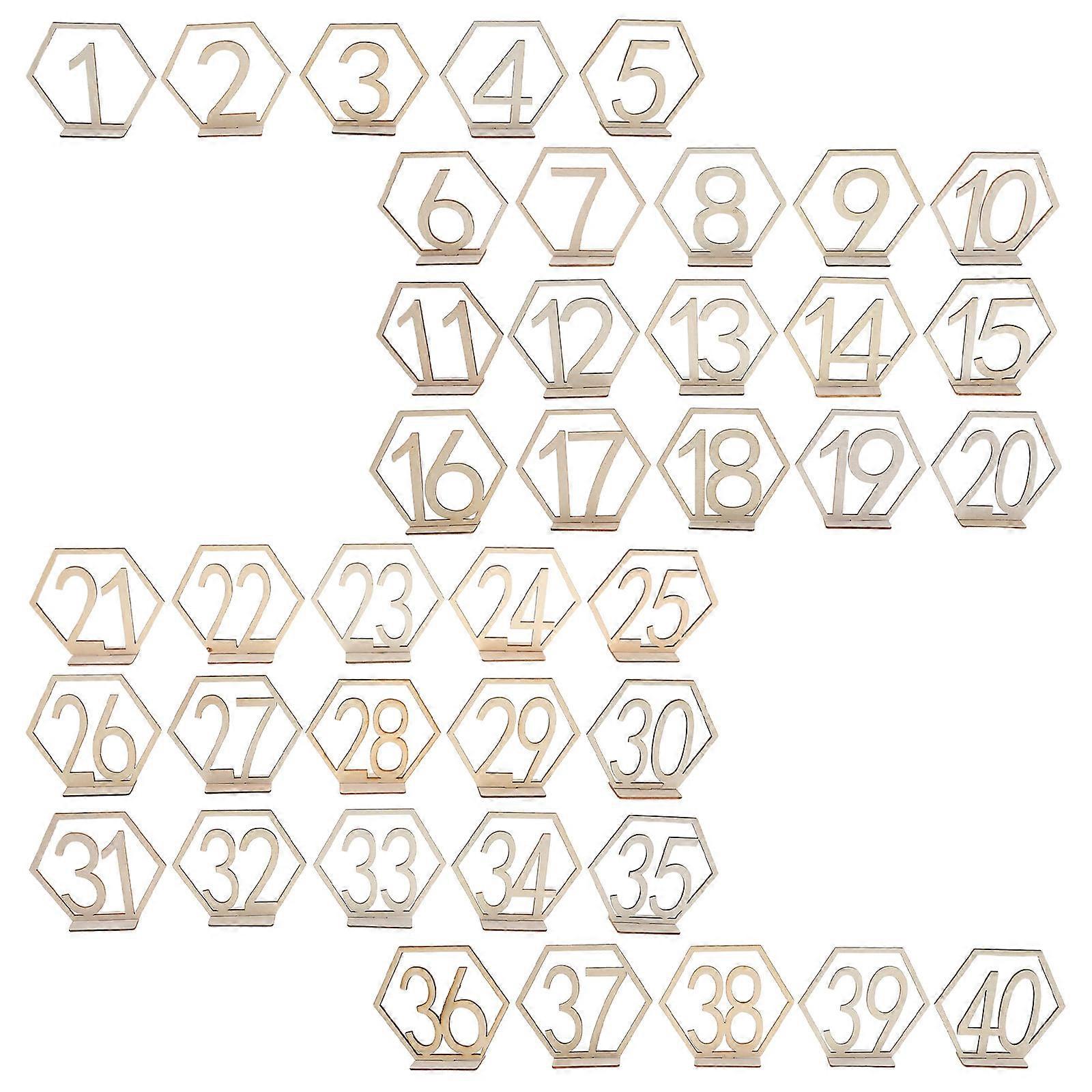 Wooden Table Numbers for Wedding with Rustic Design 40Pcs Set