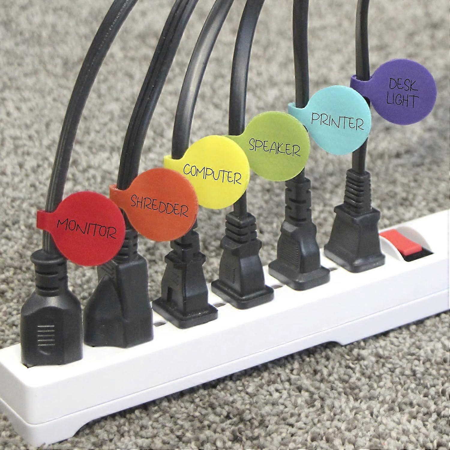 Cable Labels - - Circles, Multi-Color (36-Pack) - Color Coded Labels for