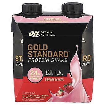 Optimum Nutrition, Gold Standard® Protein Shake, Strawberry, 4 Cartons, 11 fl oz (325 ml) Each, 2-Pa