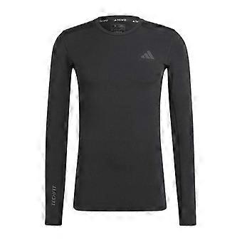 Camiseta de manga larga de compresión Adidas Techfit con logo tonal para hombre.
