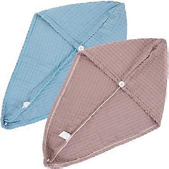 2Pcs Hair Drying Towel Wrap Turbans for Wet Hair Comfortable Drying Hat