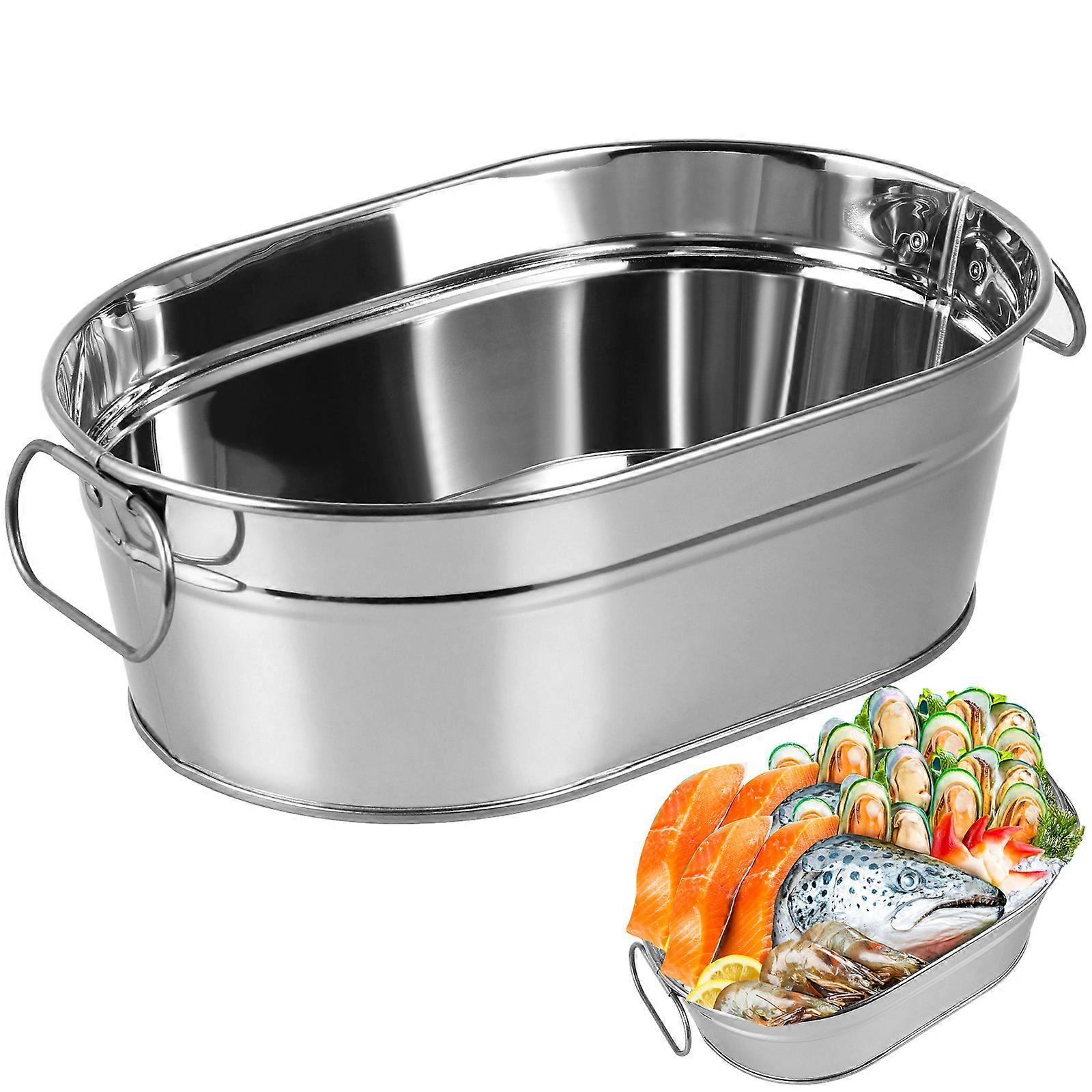 1PC Sturdy Seafood Barrel Container Hotel Restaurant Creative Tableware (Silver)