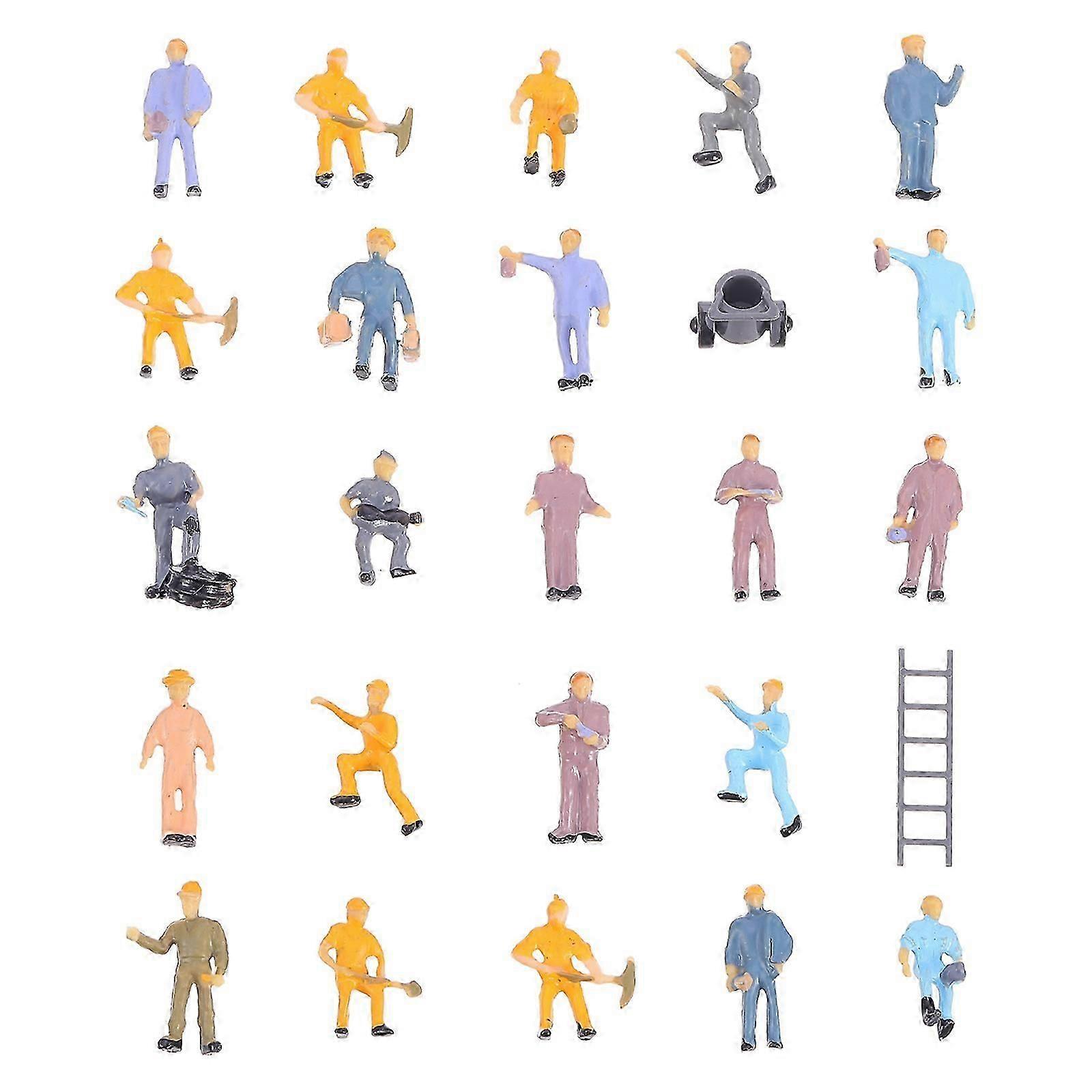 25Pcs Plastic Architecture Worker Figures for Miniature Scene Decor
