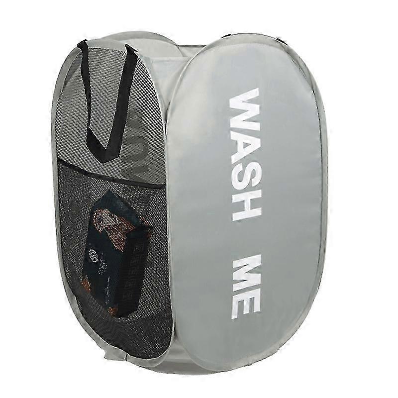 Mesh Pop-Up Laundry Basket - with Side Pockets