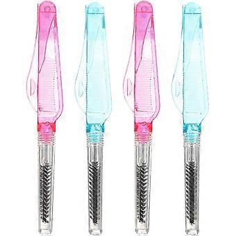 Foldable Eyelash Comb Brush compatible with Makeup Use 4Pcs Portable Mini Brush Set