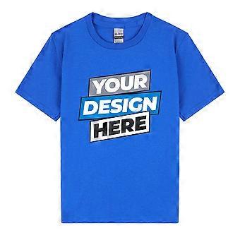 Personalised Printed Boys Girls Kids Custom T-shirt Logo Text Printing Tee Royal Blue