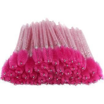 Disposable Eyelash Mascara Brushes, 50pcs Flexible Makeup Applicators (Rose Red) Compatible with Makeup Practice, Home Use, Salon