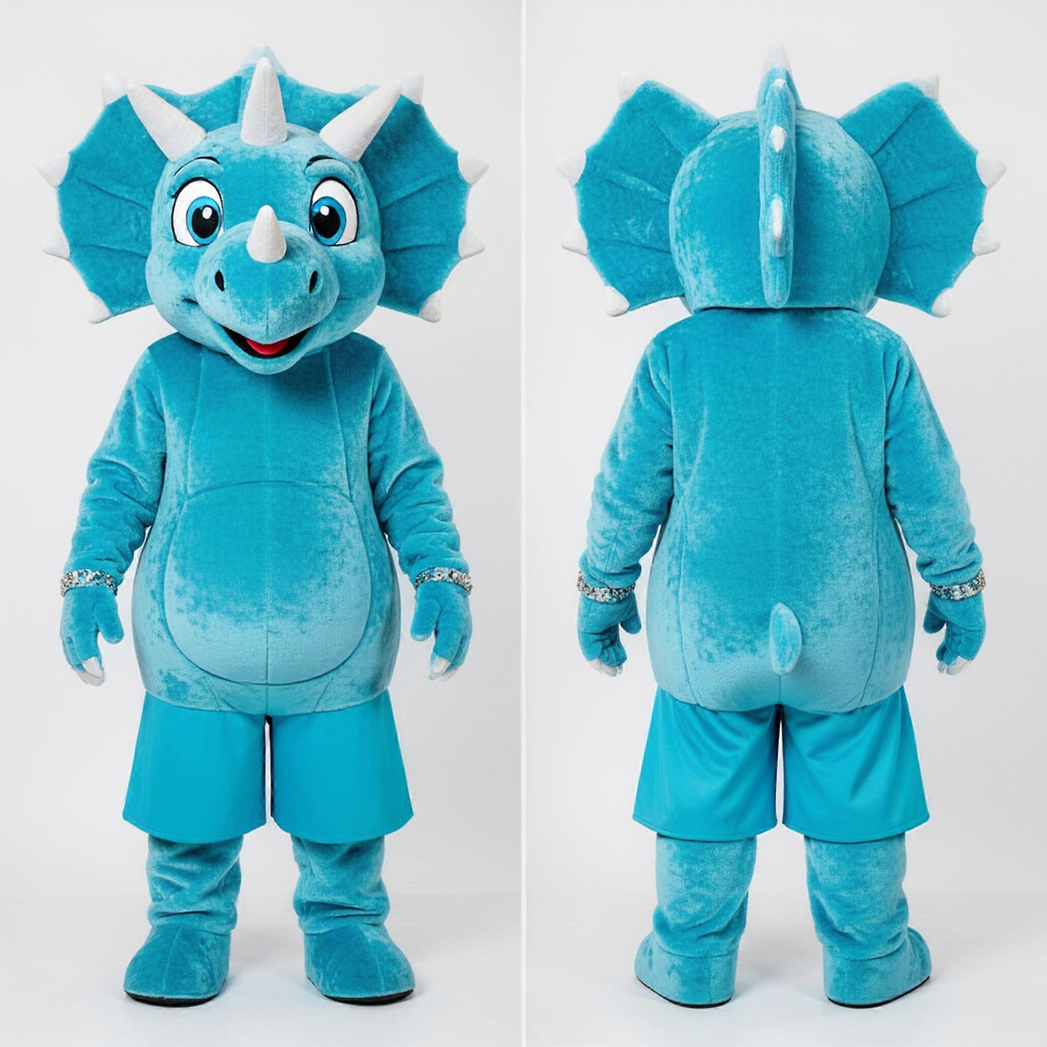 MASTICOT Cyan Velvety Triceratops Mascot