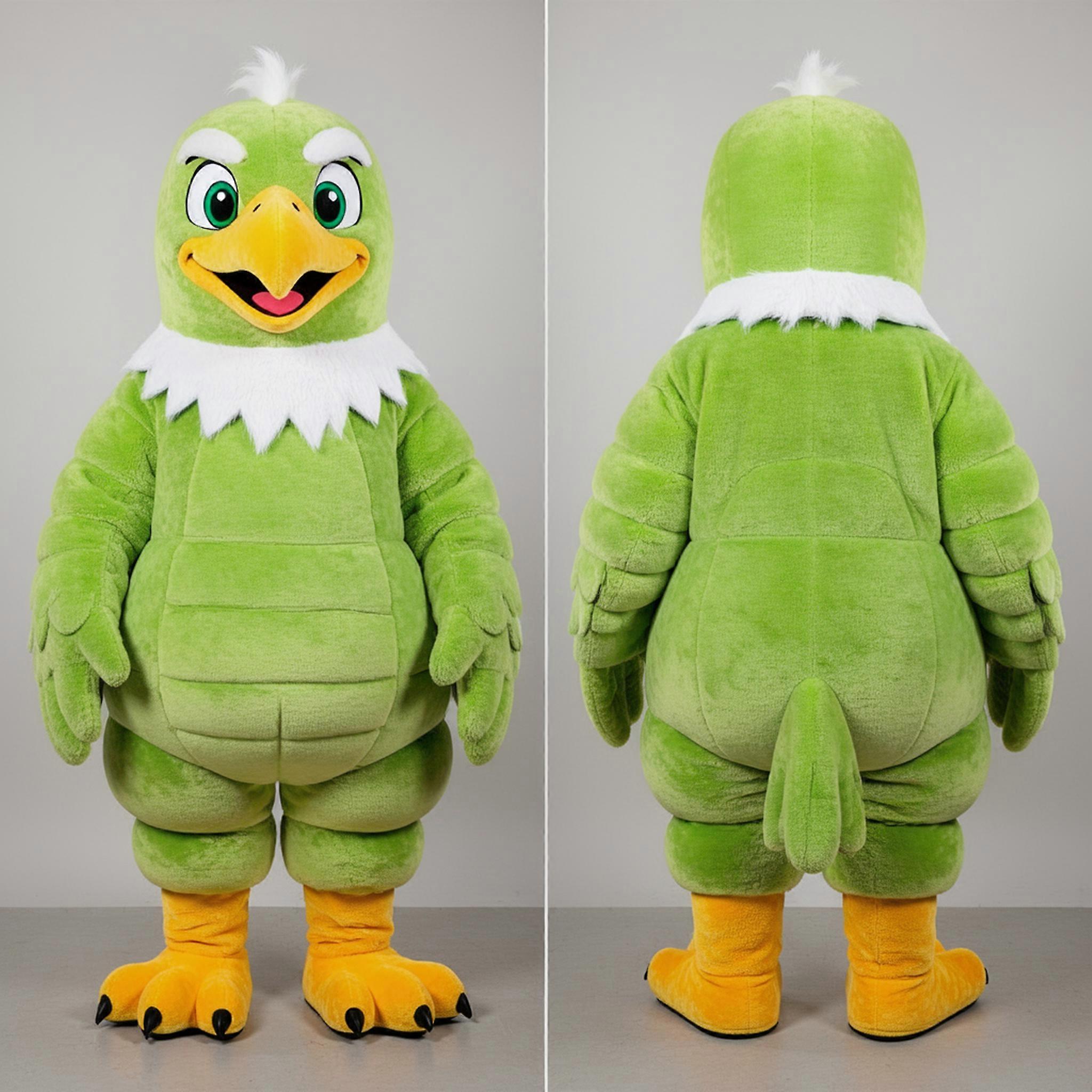 MASTICOT Lime Green Expressive Bald Eagle Mascot
