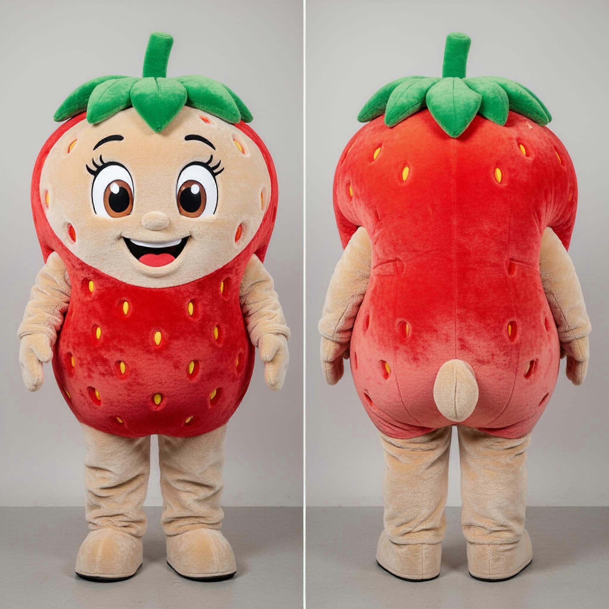 MASTICOT Velvety Beige Rounded Strawberry Mascot