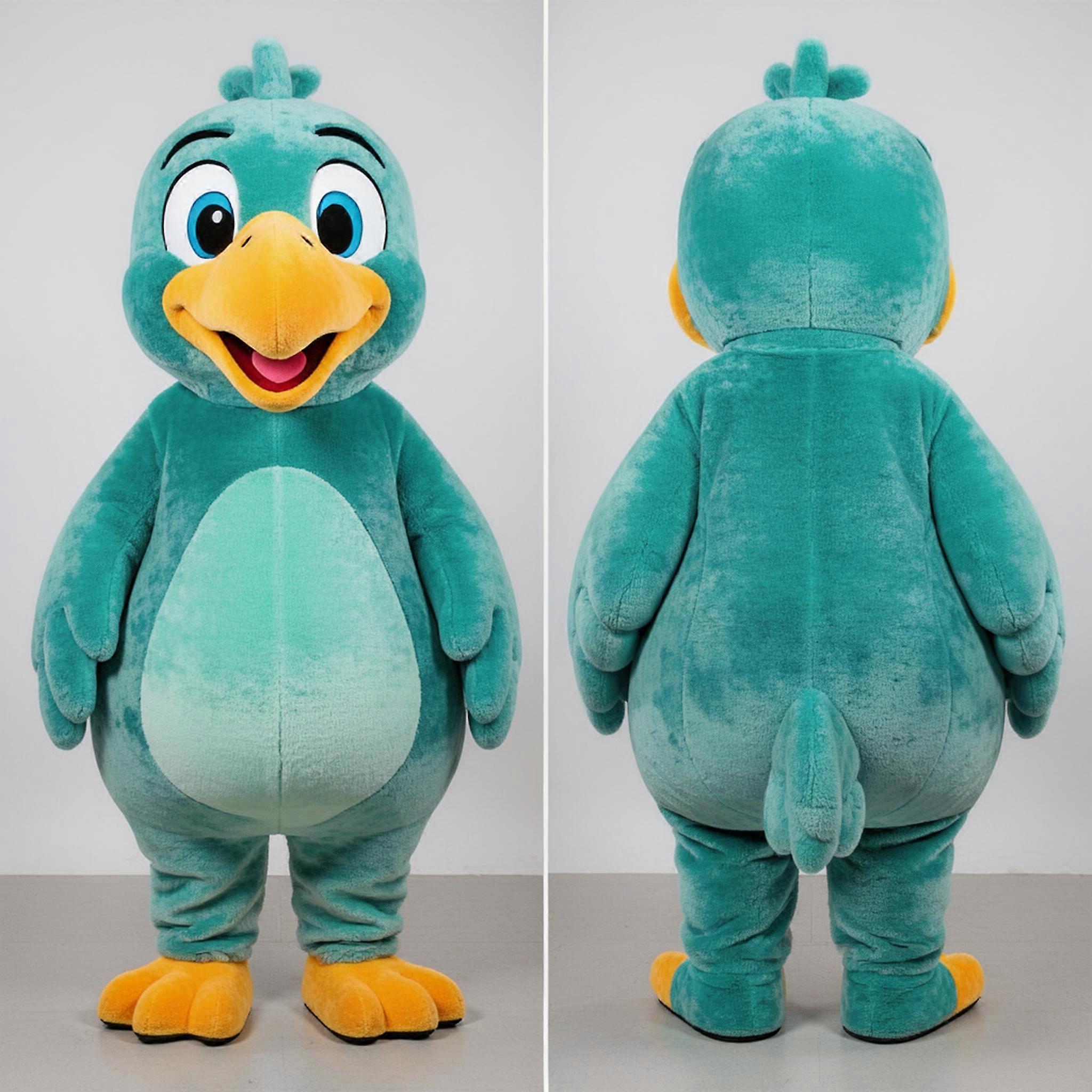 MASTICOT Teal Velvety Dodo Bird Mascot