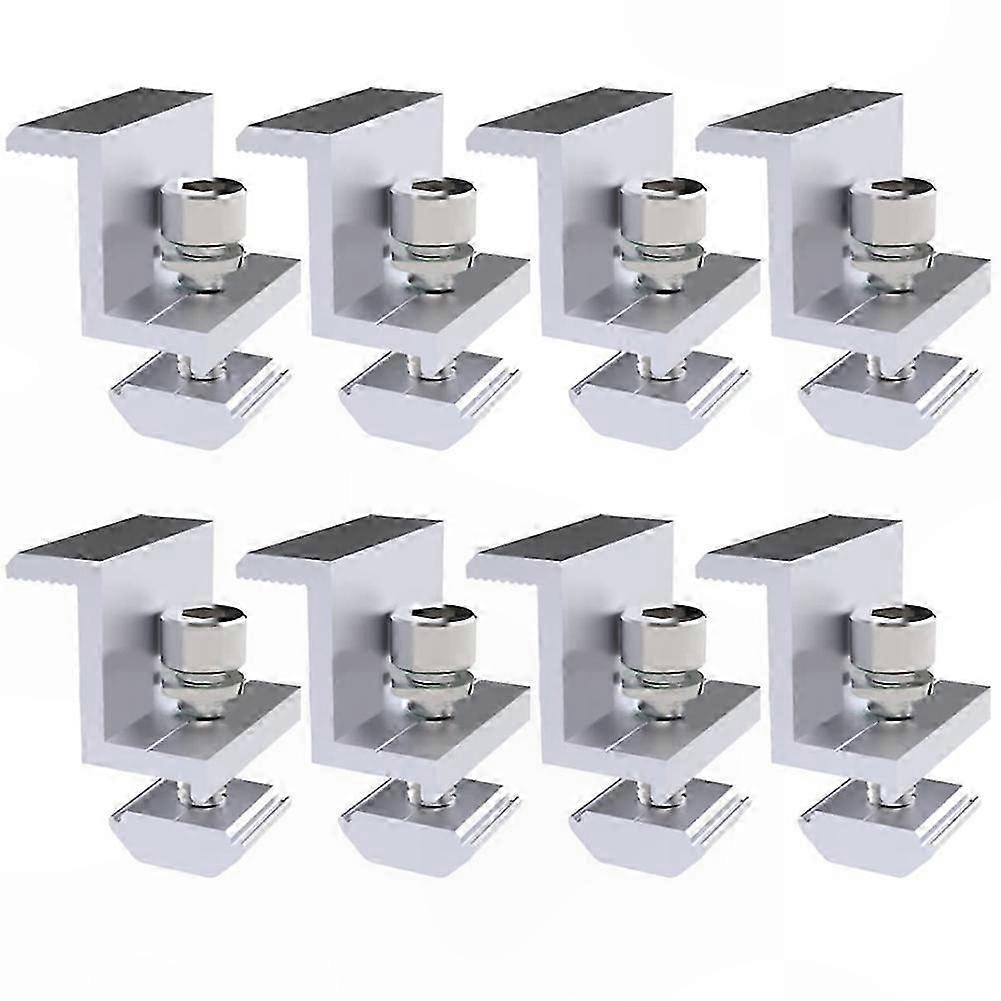 Secure Adjustable Mounting Pack of 8 Solar Module Brackets, End Clamps for Solar Panel Fixing