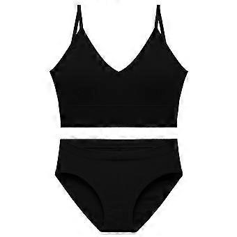 Completo intimo sexy senza cuciture con reggiseno e slip a vita bassa, intimo francese senza ferretto da donna, reggiseno imbottito, bralette senza schienale, lingerie nera